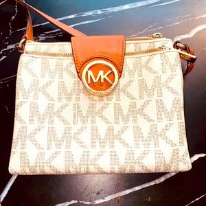 Michael Kors brown and white bag